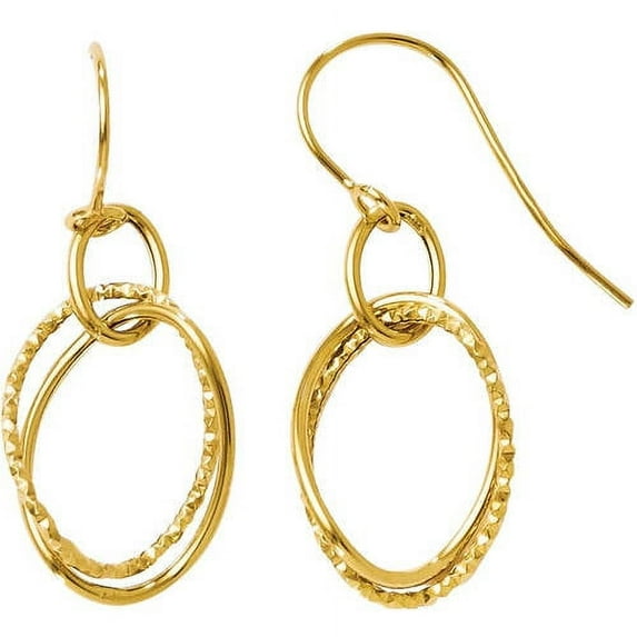 Primal Gold 14 Karat Yellow Gold Polished and Textured Shepherd Hook Earrings