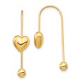 thumbnail image 1 of Primal Gold 14 Karat Yellow Gold Puffed Heart with Screw End Threader Earrings, 1 of 5