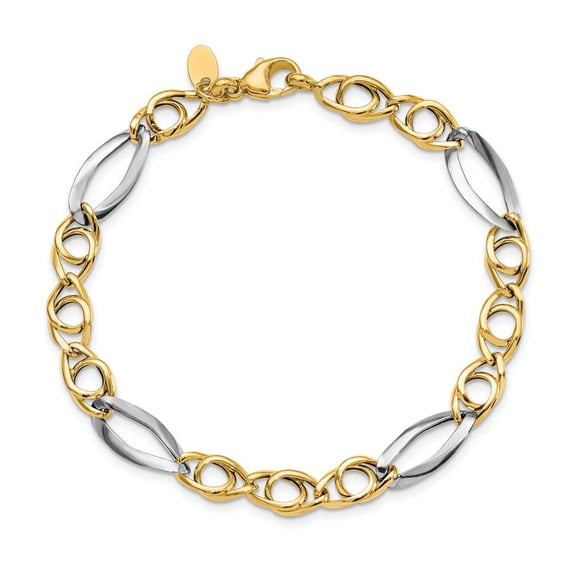 Primal Gold 14 Karat Yellow Gold Rhodium-plated Fancy Link Bracelet