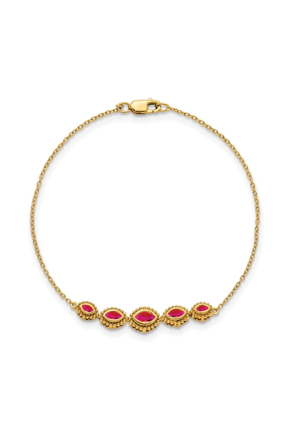 14 Karat Yellow Gold Ruby Bracelet