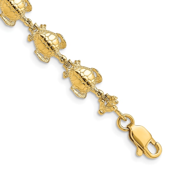 Primal Gold 14 Karat Yellow Gold Sea Turtle Link Bracelet