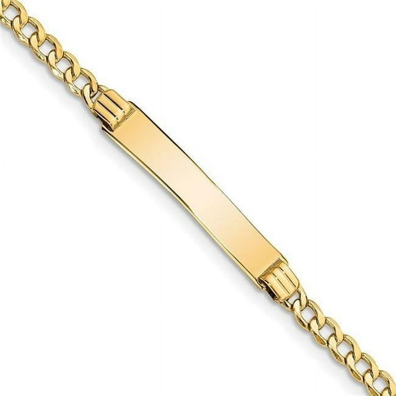 Primal Gold 14 Karat Yellow Gold Semi-Solid Cuban ID Bracelet