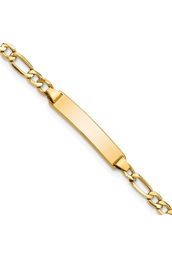 14 Karat Yellow Gold Semi-Solid Figaro Link ID Bracelet