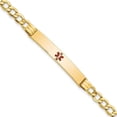 thumbnail image 1 of Primal Gold 14 Karat Yellow Gold Semi-Solid Medical Red Enamel Cuban ID Bracelet, 1 of 3