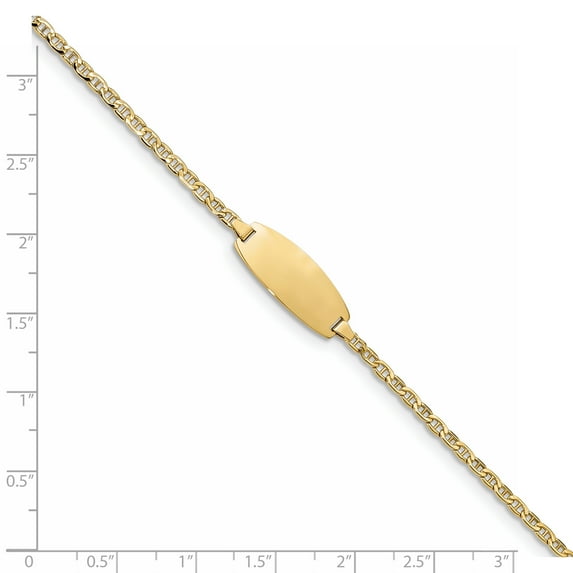 Primal Gold 14 Karat Yellow Gold Semi-Solid Oval Anchor ID Bracelet