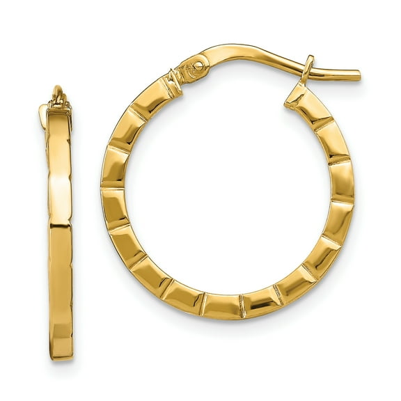 Primal Gold 14 Karat Yellow Gold Small Striped Edge Hoop Earrings