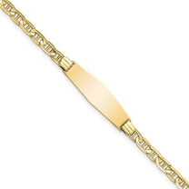 Primal Gold 14 Karat Yellow Gold Soft Diamond Shape Anchor Link ID Bracelet