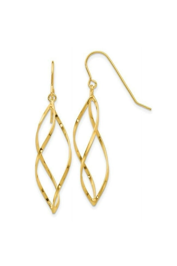 14 Karat Yellow Gold Swirl Dangle Earrings