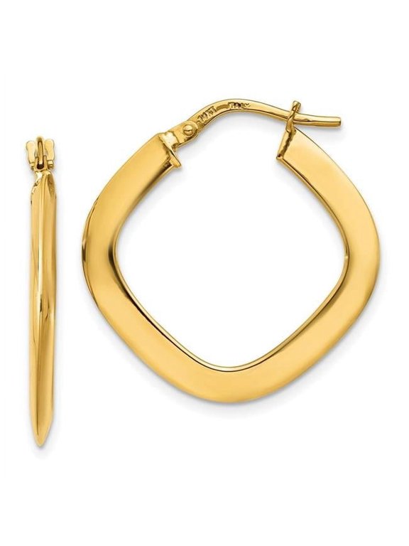 14 Karat Yellow Gold Tapered Square Hoop Earrings
