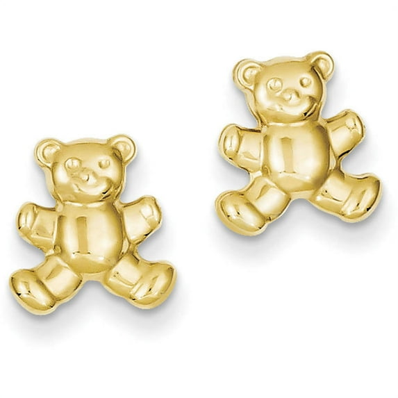 Primal Gold 14 Karat Yellow Gold Teddy Bear Post Earrings