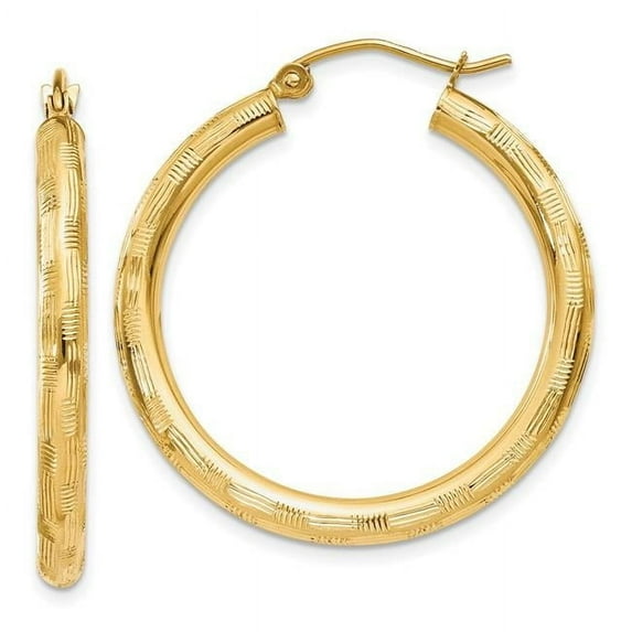 Primal Gold 14 Karat Yellow Gold Textured Hoop Earrings