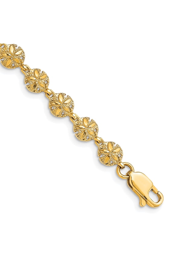 14 Karat Yellow Gold Textured Mini Sand Dollar Bracelet