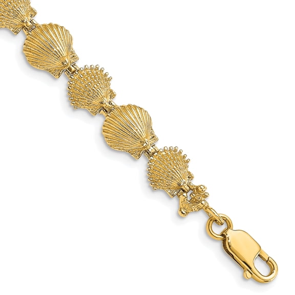 Primal Gold 14 Karat Yellow Gold Textured Scallop Shell Bracelet