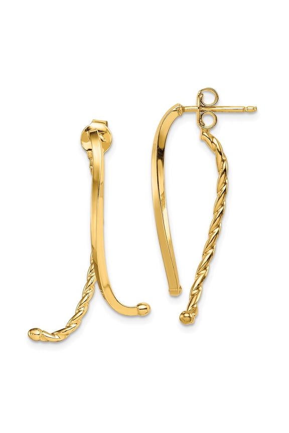 14 Karat Yellow Gold Twisted Front and Back Post Earrings