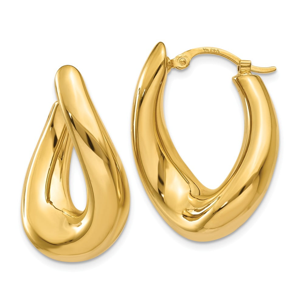 Primal Gold 14 Karat Yellow Gold Twisted Oval Hoop Earrings - Walmart.com