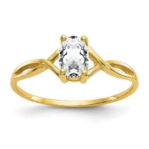 Primal Gold 14 Karat Yellow Gold White Topaz Birthstone Ring
