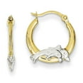 thumbnail image 1 of Primal Gold 14 Karat Yellow Gold and Rhodium Dolphin Hoop Earrings, 1 of 4