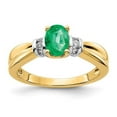 thumbnail image 1 of Primal Gold 14 Karat Yellow Gold and Rhodium-plated Diamond and Oval Emerald Ring, 1 of 4