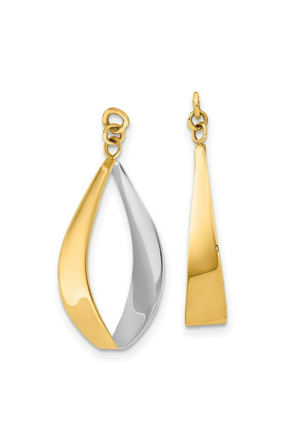 14 Karat Yellow Gold and Rhodium-plated Reversible Dangle Earring Jackets
