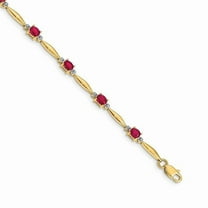 Primal Gold 14 Karat Yellow Gold with Diamond and Composite Ruby Gemstone Bracelet
