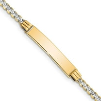 Primal Gold 14 Karat Yellow Gold with Rhodium Pave Curb ID Bracelet
