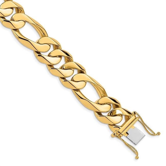 Primal Gold 14 Karat Yellow and White Gold 15.7mm Hand Fancy Heavy Figaro Link Bracelet