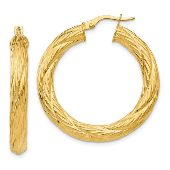 Primal Gold 14 karat Yellow Gold Textured Tube Hoop Earrings