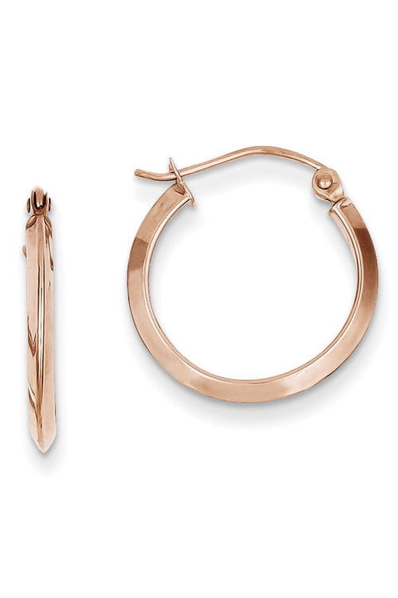 14K Rose Gold 2.5mm Knife Edge Hoop Earrings