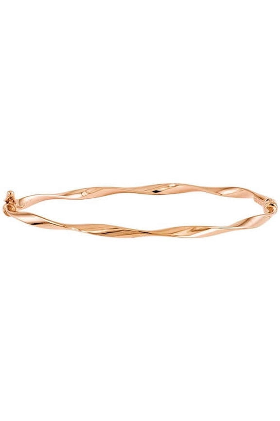 14K Rose Gold Twisted Hinged Bangle