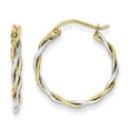 thumbnail image 1 of Primal Gold 14K Two Tone Gold 1.8mm Twisted Hoop Earrings, 1 of 4