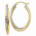 thumbnail image 1 of Primal Gold 14K Two Tone Gold Diamond Cut Oval Hoop Earring, 1 of 4
