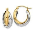 thumbnail image 1 of Primal Gold 14K Two Tone Gold Double Hoop Earrings, 1 of 4