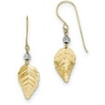 thumbnail image 1 of Primal Gold 14K Two Tone Gold Stamped Leaf Shepherd Hook Earrings, 1 of 4