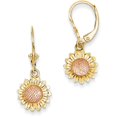 thumbnail image 1 of Primal Gold 14K Two Tone Gold Sunflower Dangle Leverback Earrings, 1 of 5
