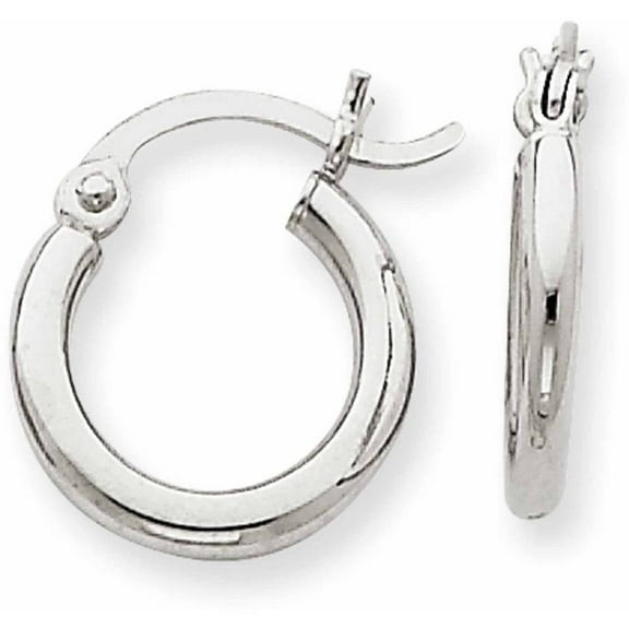 Primal Gold 14K White Gold 2x12mm Lightweight Tube Hoop Earrings