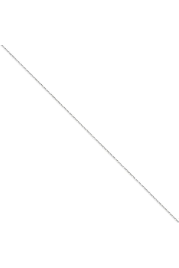 14K White Gold .65mm Diamond Cut Round Open Link Cable Chain