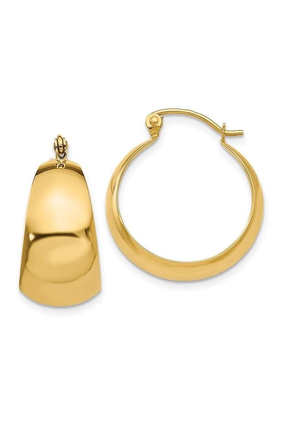14K Yellow Gold 10.5mm Tapered Hoop Earrings