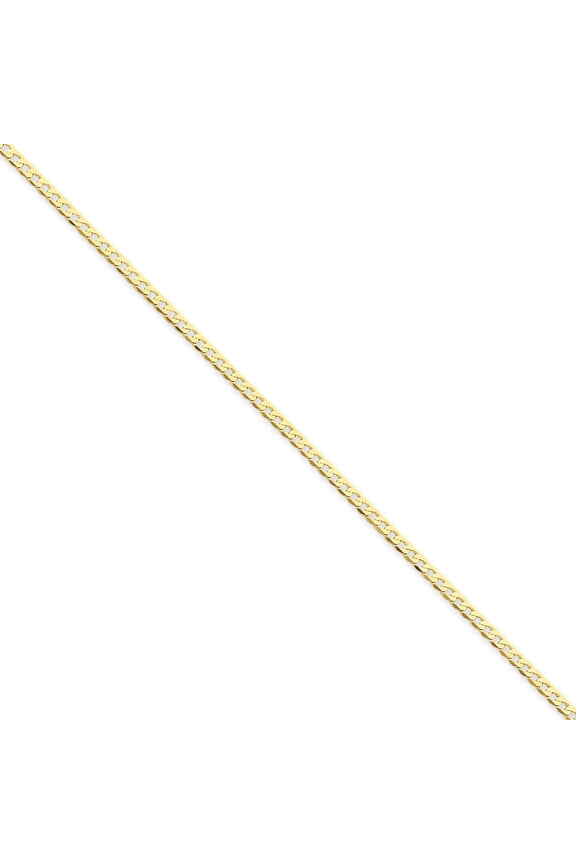 14K Yellow Gold 2.2mm Flat Beveled Curb Chain