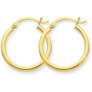Primal Gold 14K Yellow Gold 2x20mm Lightweight Tube Hoop Earrings