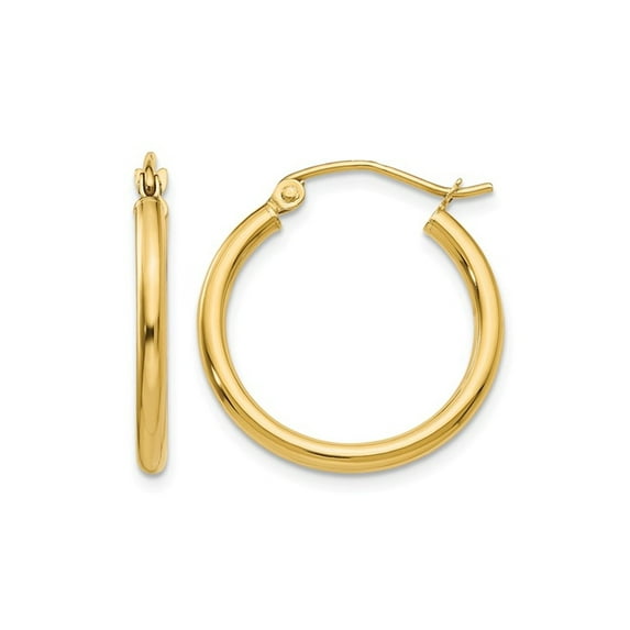 Primal Gold 14K Yellow Gold 2x20mm Tube Hoop Earrings