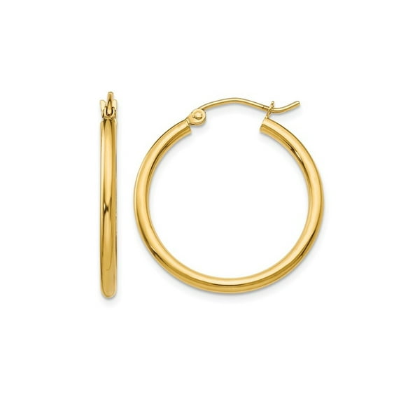 Primal Gold 14K Yellow Gold 2x25mm Tube Hoop Earrings