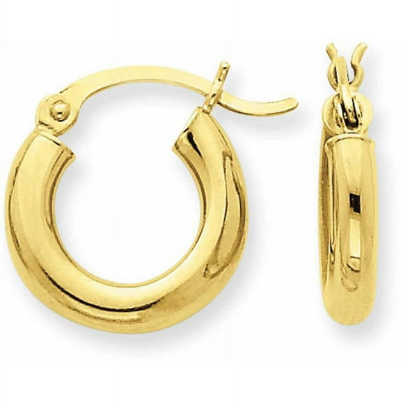 Primal Gold 14K Yellow Gold 3mm Lightweight Tube Hoop Earrings