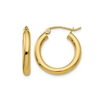 Primal Gold 14K Yellow Gold 3mm Lightweight Tube Hoop Earrings