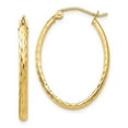 thumbnail image 1 of Primal Gold 14K Yellow Gold Lightweight Diamond Cut Oval Hoop Earrings, 1 of 4