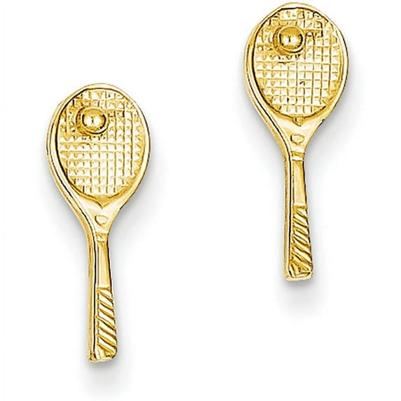 Primal Gold 14K Yellow Gold Mini Tennis Racquet with Ball Post Earrings
