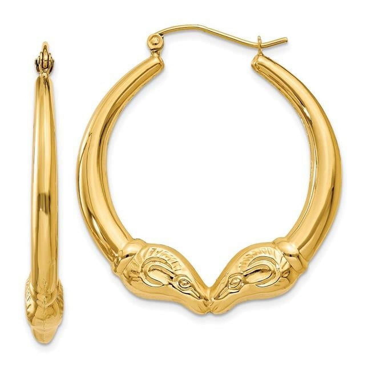 Primal Gold 14K Yellow Gold Ram Hoop Earrings