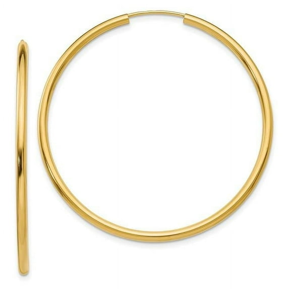 Primal Gold 14K Yellow Gold Round Endless 2mm Hoop Earrings