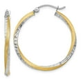 thumbnail image 1 of Primal Gold 14K Yellow Gold and Rhodium Diamond Cut 2.5mm Twisted Hoop Earrings, 1 of 4
