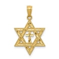 thumbnail image 1 of Primal Gold Versil 14 Karat Yellow Gold Diamond-cut Star of David Pendant with 18-inch Cable Chain, 1 of 4