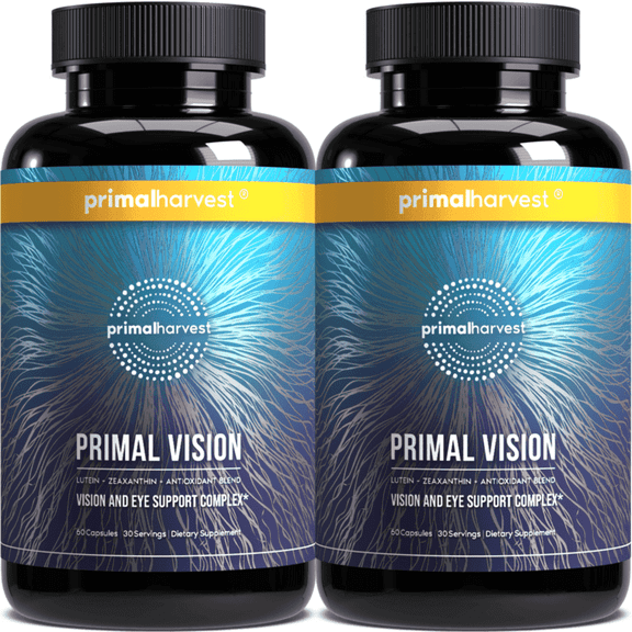 Primal Harvest Primal Vision Eye Support Complex for Overall Eye Health with Xanthgreen, Lutein Ester, Zeaxanthin, Gluten-Free 2 Pack 120 Capsules